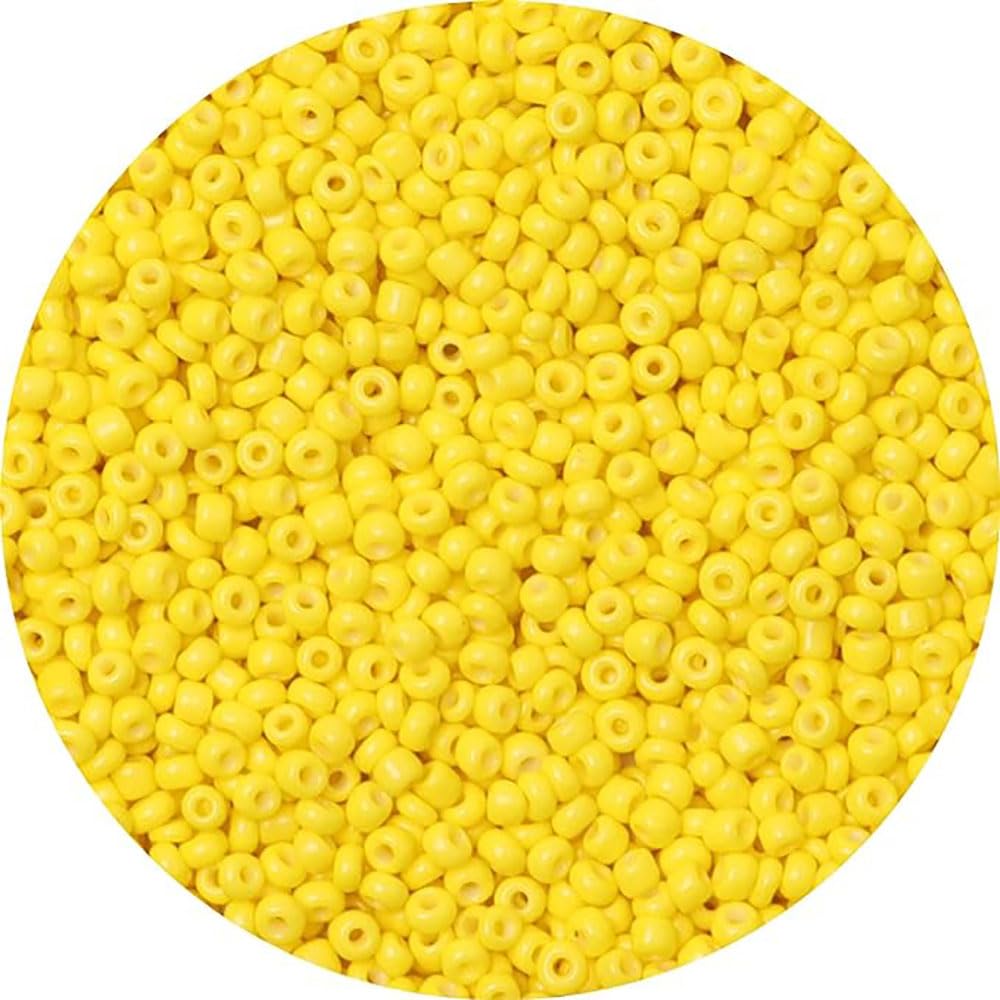 Gkelaly 2000Pcs Yellow Glass Seed Beads Bulk for Jewellery Making, 4mm 6/0 Small Pony Beads for Bracelet Necklace Earring Making & Crafting — image 1