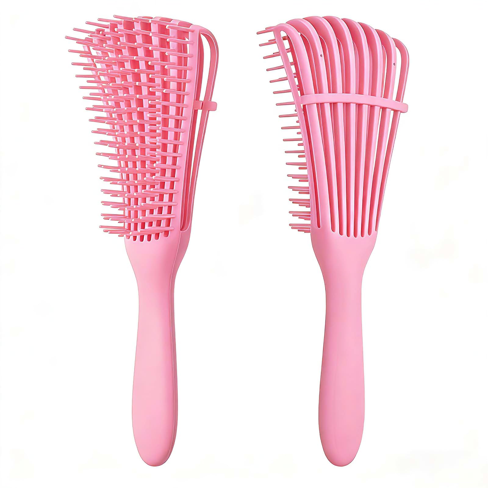 Daletu Detangle Brush for Curly Hair, Afro Hair 3a-4c Kinky/Wavy/Frizzy/Wet/Dry Long Thick Curls, Exfoliating Scalp for Beautiful Shiny Curls (Pink)