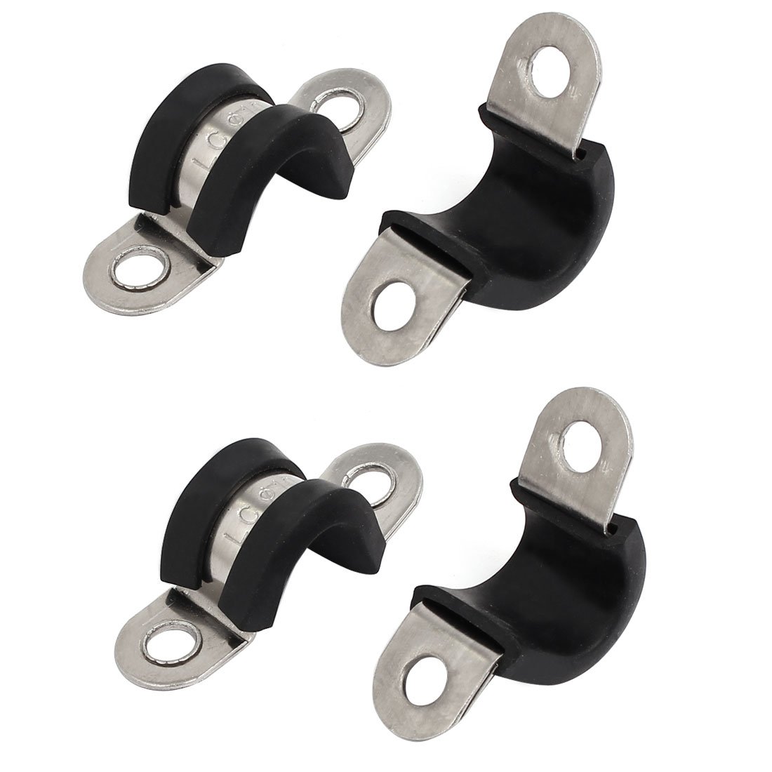 Sourcingmap 10mm Dia Rubber Lined U Shaped 304 Stainless Steel Pipe Clip Hose Clamp 4pcs