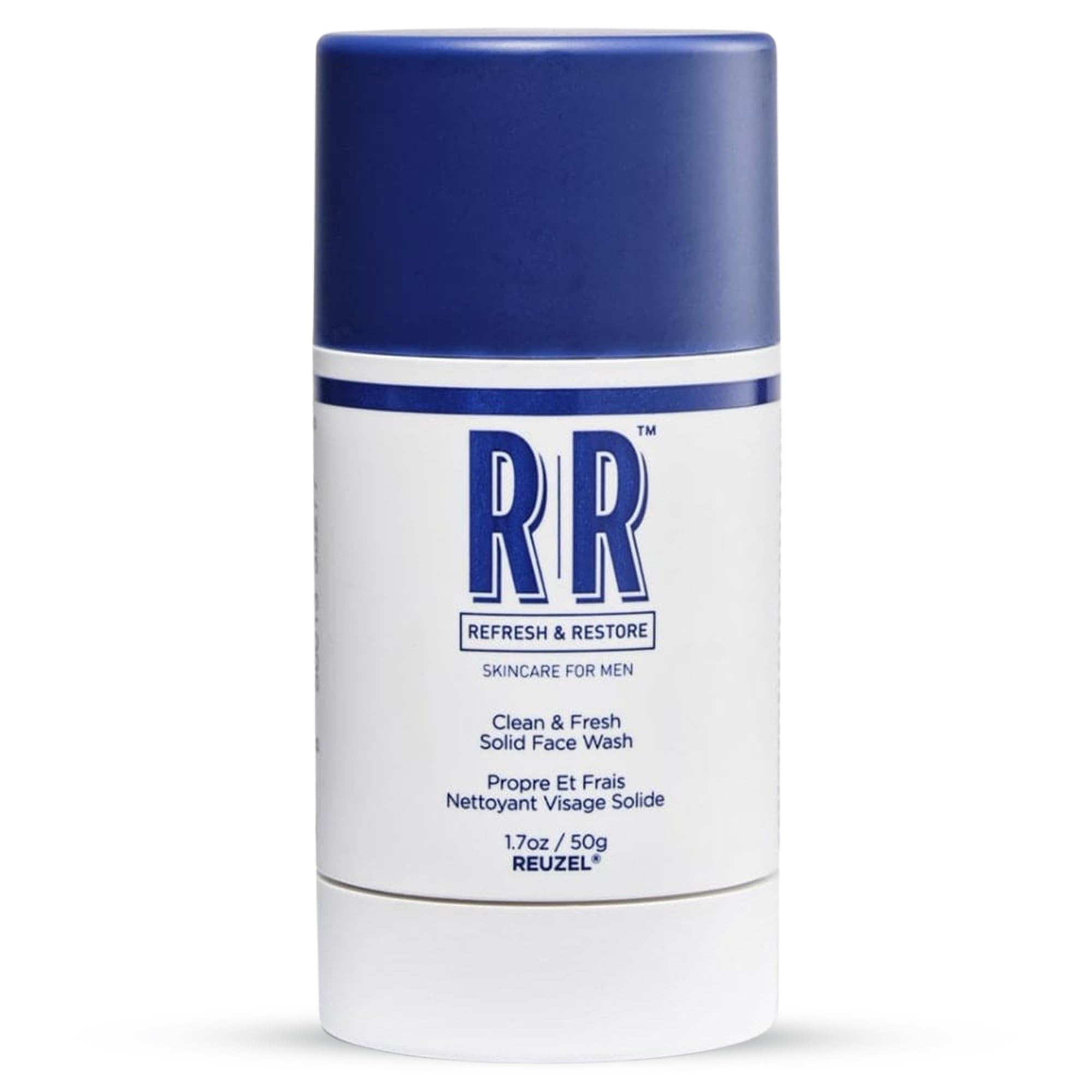 Reuzel Clean and Fresh Solid Face Wash Stick - Light Masculine Scent - Boosts Moisture and Locks in Hydration - Calendula and Apricot Enriched Formula - Sulfate, Paraben, and Cruelty Free - 50 g