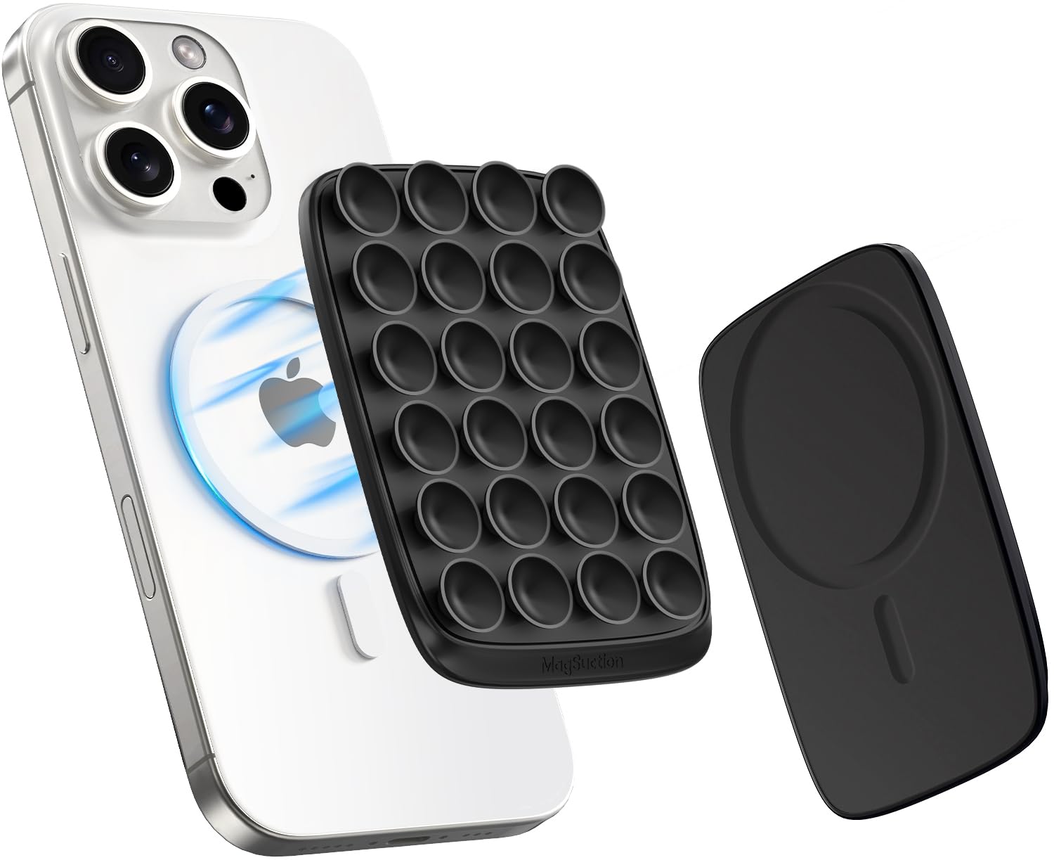 ivoler MagSuction Max Magnetic Suction Phone Mount for MagSafe, Hands-Free Phone Holder, Compatible with iPhone MagSafe Phone Case, Perfect for TikTok Videos and Selfies, Matte Black
