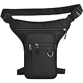 Milageto Drop Leg Bag Outdoor Thigh Bag Waist Pack Multipurpose Uses Multi Pockets Design Zip Closure Detachable Leg Straps Fashion and Stylish, Style A Black