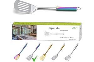 Berglander Spatula, Stainless Steel Rainbow Handle Slotted Turner, Colorful Handle Spatulas With Titanium Plating, Spatula For Cooking, Kitchen Spatulas, Barbeque Turner, BBQ Spatulas (Rainbow Handle)