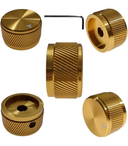 MECCANIXITY 2PCS Guitar Knobs Metal, Volume Tone Control Dome Knobs 1/4" X 7/8" X 0.6" Potentiometer Knobs With Wrench For Electric Guitar Bass, Gold