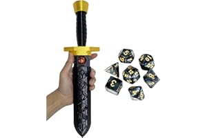 XJPONGC Dagger Dice Holder Box Dice Tower Dungeons and Dragons RPG Tabletop Roleplaying Game Jail DND (Random 7PCS D20 Dice Set Included) Black&Black&Gold