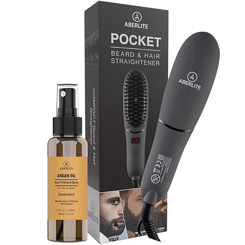 Aberlite Bundle Beard Straightener Kit with Heat Shield for Men