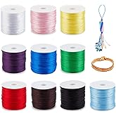 PH PandaHall 328 Yards 1mm Satin Nylon String Rattail Cord Satin Silk Cord Beading String Satin String Thread for Kumihimo Macrame Friendship Bracelet Chinese Knot Dream Catchers Braid Hair 10 Colors