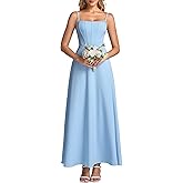 Auraxe Floral Corset Maxi Wedding Guest Dresses for Women Summer Casual Spaghetti Strap Flowy A Line Tea Party Sun Dress