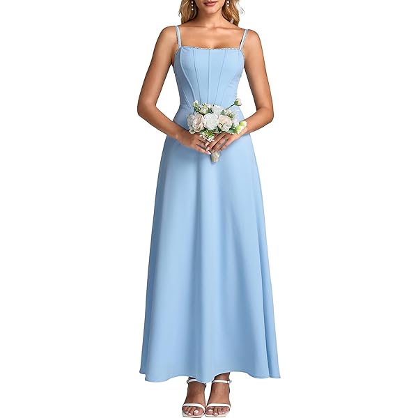 Spaghetti Strap A-Line Maxi Dress for Women Formal Floral Wedding Guest  Boho Summer Dresses Graduation Cocktail Tea Party Bridal Shower Sundress  Elegant Fit and Flare Dress White S at Amazon Women's Clothing