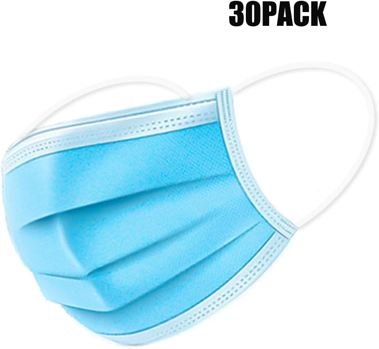 Abfire Non-Woven Fabric 3 Ply Disposable face Masks, Blue, 30PACK