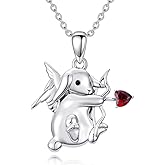 Reaii Natural Garnet Rabbit Necklace for Women 925 Sterling Silver Genuine Garnet Rabbit Pendant Jewelry Gifts for Her
