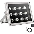 Univivi IR Illuminator, 850nm 12 LEDs Wide Angle IR Illuminator for Night Vision, Waterproof LED Infrared Light with 12V DC Power Adapter for IP Camera, CCTV Security Camera