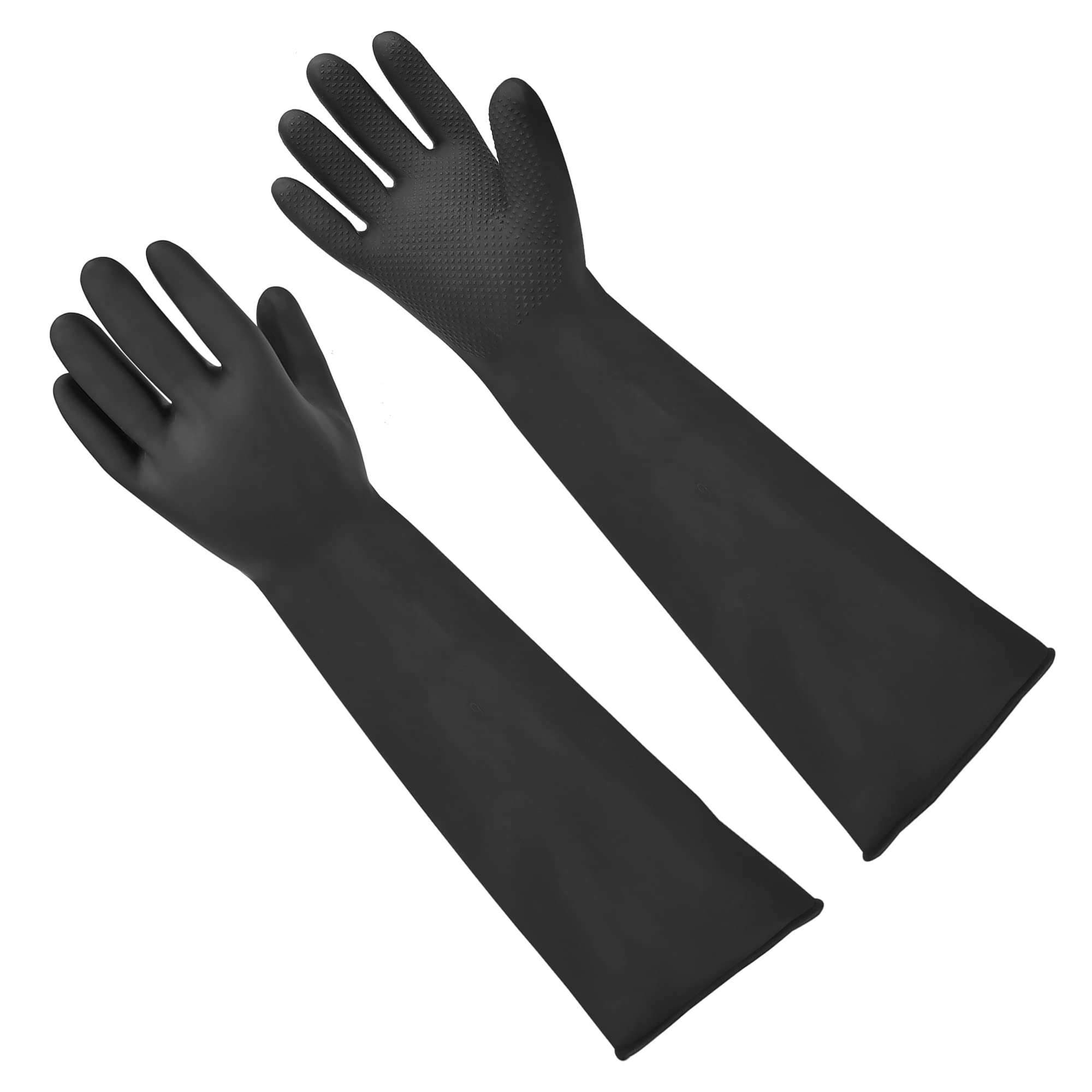 18" Rubber Gloves Reusable Heavy Duty Latex Gloves Chemical Resistant Protective Gloves PPE Industrial Safety Work Long Gauntlets Gloves, Waterproof, Resist Strong Acid, Alkali and Oil, Non-Slip