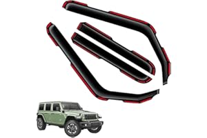 LONGKEES in-Channel Window Visors Rain Guards FIT Jeep Wrangler JL 2018-2025/Gladiator 2020-2025 (2018-2025) – 4-Piece in-Channel Dark-Smoke Polycarbonate Vent Deflectors