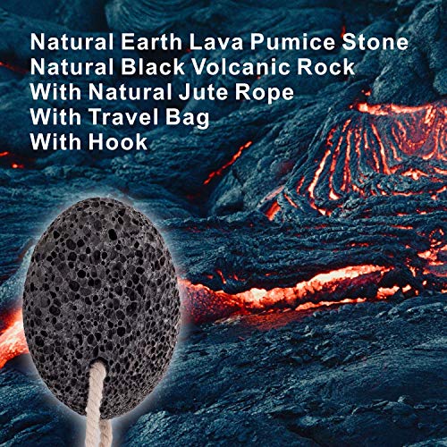 Natural Pumice Stone for Feet(Pack of 2), Chialstar Lava Pedicure Tools Hard Skin Callus Remover for Feet and Hands - Natural Foot File Exfoliation to Remove Dead Skin - Includes Bag and Suction Hook