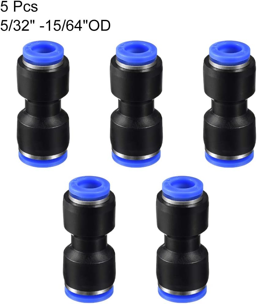 sourcing map 5Pcs Push to Connect Fittings Tube Connect 5/32" -15/64" OD Reducing Straight Union Push Fit Fittings Tube Fittings Push Lock Blue - Image 4