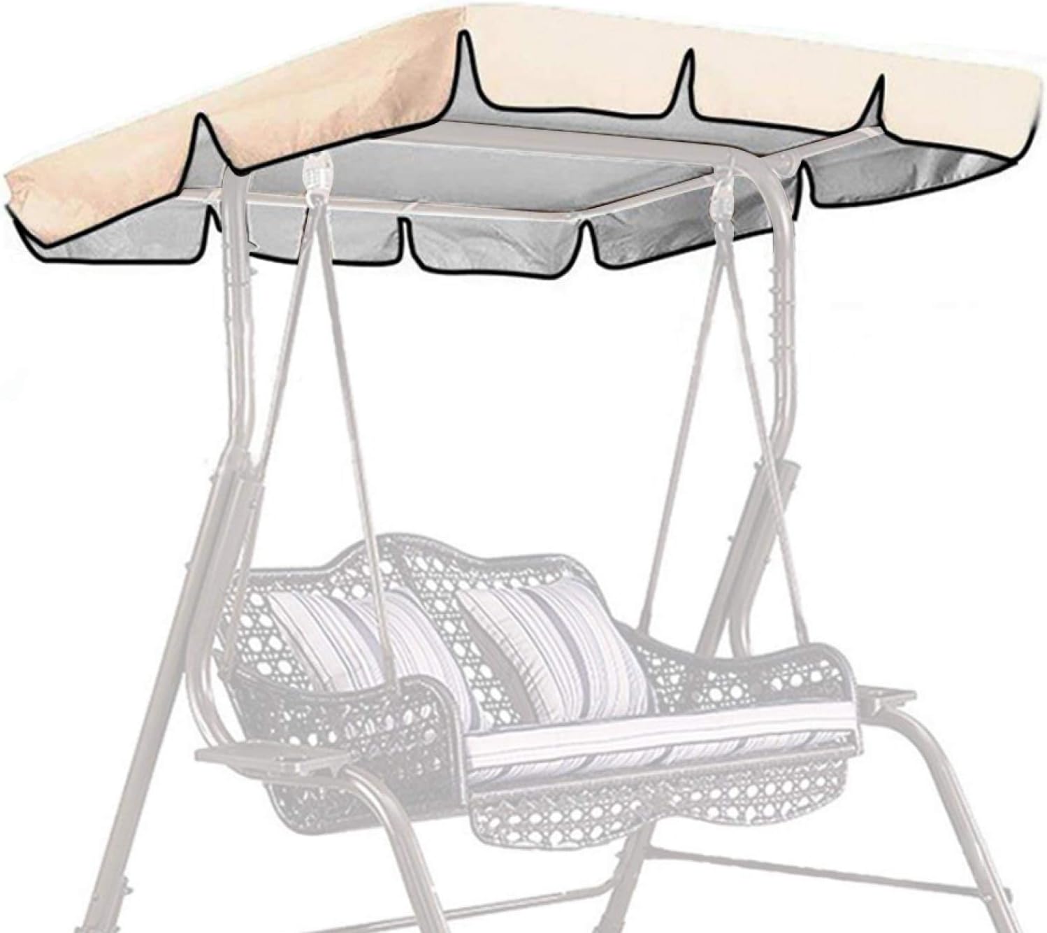 Denpetec Patio Canopy Swing Cover, Swing Replacement Porch Top Cover, Swing Chair Awning, Glider Swing Cover, Waterproof Sun Shade for Outdoor Garden Seat Furniture