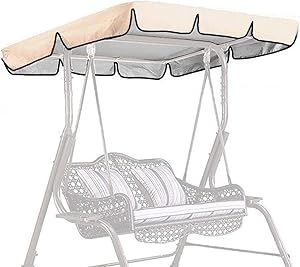 Denpetec Patio Canopy Swing Cover, Swing Replacement Porch Top Cover, Swing Chair Awning, Glider Swing Cover, Waterproof Sun Shade for Outdoor Garden Seat Furniture