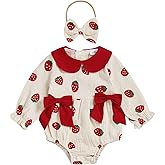 Afunbaby Fall Baby Girl Clothes Peter Pan Collar Strawberry Onesie Linen Bubble Romper Newborn Outfit Cute Girl Clothes