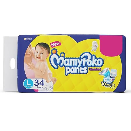 MamyPoko Standard Diaper Pants, Large (Pack of 34)