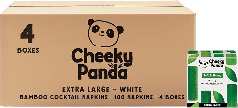 The Cheeky Panda Bamboo Large Paper Napkins 400 White 40x40cm 2 Ply