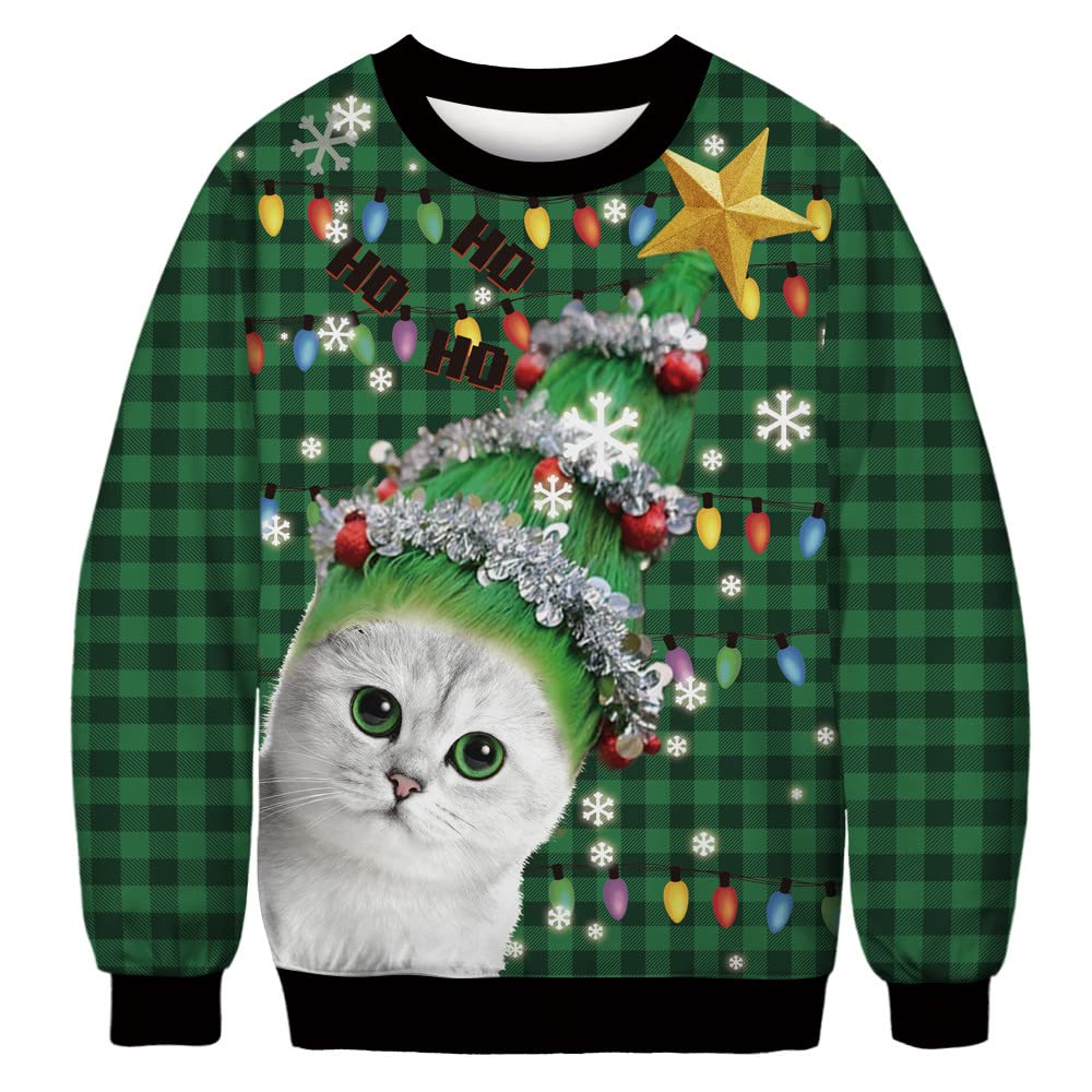 ALBIZIA Ugly Christmas Sweater for Women Cat