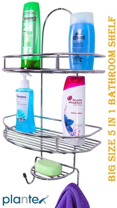 Plantex 5in1 Stainless Steel Big Size Multipurpose Bathroom Shelf/Kitchen Shelf/Holder/Bathroom Accessories for Home