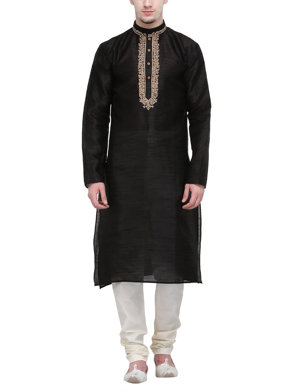 rg designers black self design full sleeves kurta pyjama set