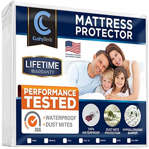 Premium Mattress Protector Cover by CushyBeds - Lab Tested 100% Waterproof, Hypoallergenic, Breathable Cool Flow, Noiseless, No Crinkling, Allergy & Vinyl Free - Cal King Size Bed (Up to 18" Deep)