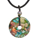 JUST IN STONES Gemstone 30mm Donut Beads Reiki Chakra Pendant Necklace Handmade Jewelry 22 Inch
