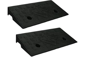 VACALLITY 3.1" Rise 2pack Rubber Curb Ramps for Wheelchair Threshold Driveway Doorway Shed, Truck Car Motorcycle Bike Cart Lawn Mowers Angled Step Entry in Ramp, 7000lbs Heavy Duty Powersports Loading Ramp