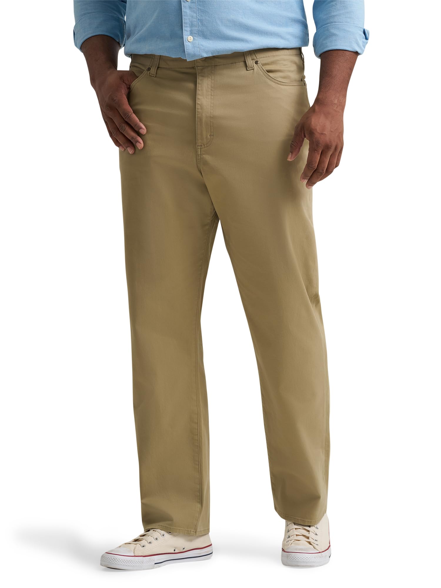 Lee Men's Big & Tall Extreme Motion Relaxed Straight Jean, Kansas City Khaki (Twill), 48W x 29L Image