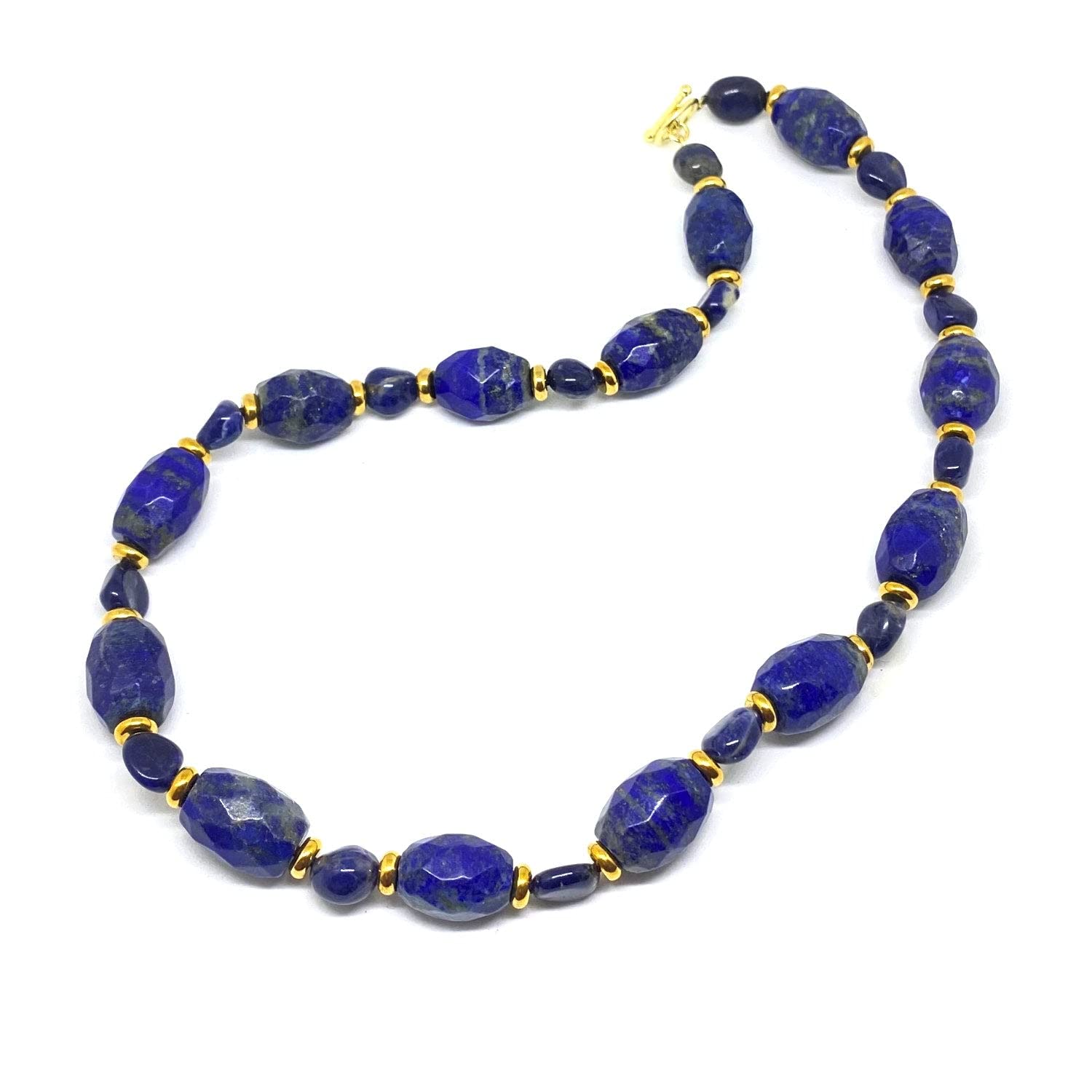 Lapis Lazuli Necklace with Free Gold Plated Ball Stud Earrings