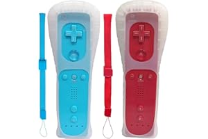 Wii Remote Controller 2 PACK,Wii Controller Compatible with Wii/Wii U Console (Blue and Red)