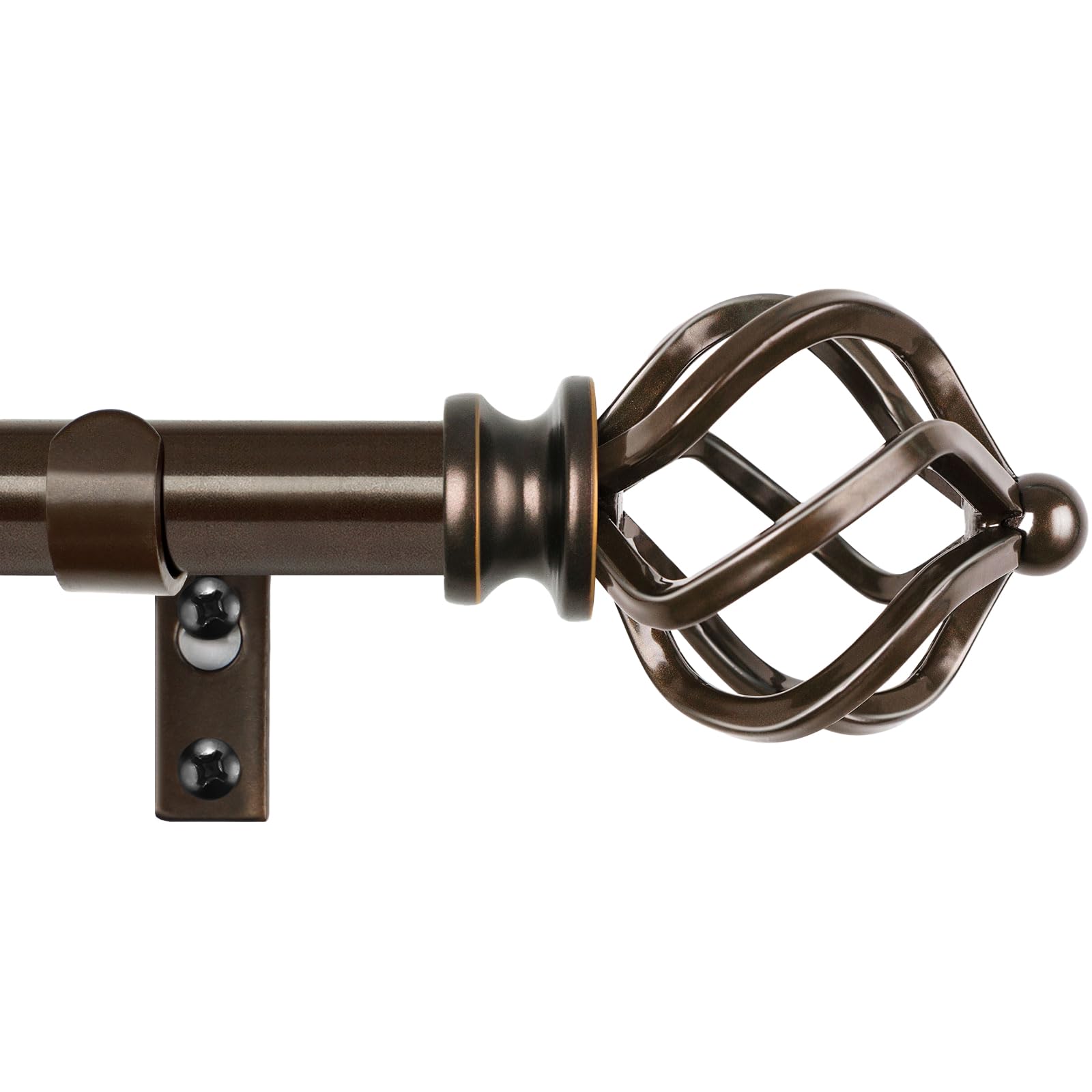 Photo 1 of KAMANINA Bronze Curtain Rod 32 to 58 Inch(2.6-4.8ft), Adjustable Curtain Rods for Windows 28 to 48 Inch, 3/4 Inch Splicing Drapery Rods with Twisted Cage Finial