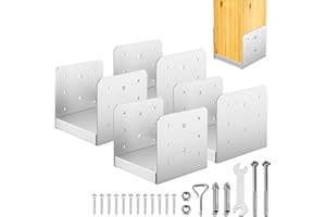 FMhotu 6x6 Post Base, 4Pcs Stainless Steel Adjustable Post Anchor Bracket(Internal 5.5" x 5.5"), Adjustable Post Base for Pav