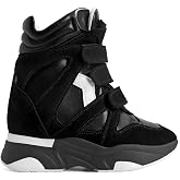 ZJGZF Wedge Sneakers for Women Platform Round Toe Suede Leather High Heel Tennis Casual Triple Strappy Band Fashion Dressy Comfy Campus Trendy Shoes