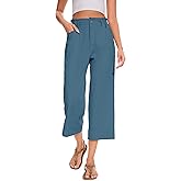 FUNYYZO Women Summer Capri Pants Trousers Pants Drawstring Waist Wide Leg Casual Loose Fit Dressy Pants