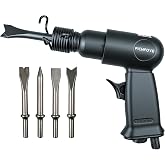 FICHFOYE Pneumatic Air Hammer Kit, 4500 BPM with 4 Chisels | 8.5J Air chisel with 4 alloy-steel chisels and carrying case for automotive and metal work