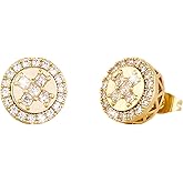 TOPGRILLZ Cross Square Stud Earrings 14K Gold Silver 5A+ Cubic Zirconia Iced Out Sparkle hypoallergenic Cartilage 925 Sterling Silver Square Flat Stud Cross Earrings For Men Women