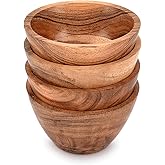 NIRMAN Acacia Wood Bowl Sets of 4 for Kitchen Meal Party and Nuts, Candy, Appetizer, Snacks, Olive (4.5" x 4.5" x 2.5")