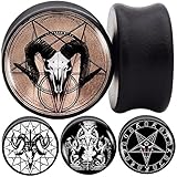 Pair 8g (8mm) to 3/4 (25mm) Black wood with logo ear plug MoDTanOiz