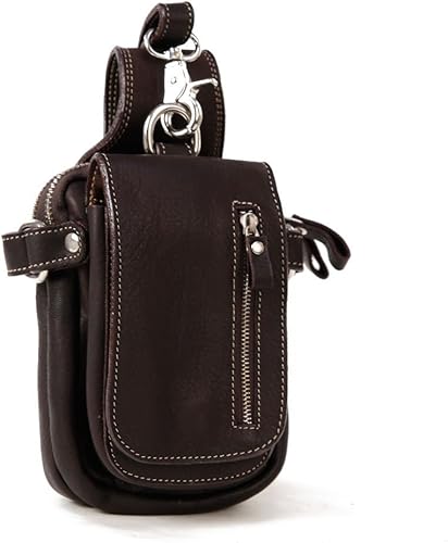 Amazon ウエストポーチ ウエストバッグ レザー バッグ メンズ ストッパー付 小 本革 ダークブラウン ジャンパーホックタイプ ブランド 人気 Cr ウエストバッグ