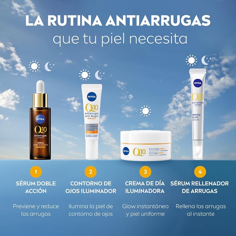 Q10 Antiarrugas Expert Sérum Doble Acción (30 ml) - Sérum Facial Antiedad, Tecnología Antiglicación, Bloquea Daños por Azúcares - Piel Seca, Mixta, Normal - 30 ml