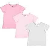Pink Angel Girls' 3-Pack T-Shirts: Premium Cotton Comfort and Style for School, Play, Camp. Sizes 4 to 16, Tee Shirt 3-Pack