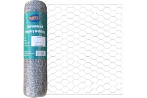 MTB SUPPLY 20GA Galvanized Hexagonal Poultry Netting Chicken Wire 18 inches x 50 feet x 1 inch Mesh