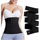 Nuaiute Waist Trainer for Women Belly Shaper Weight Loss Band Fat Trainers Waist Working Out Trimmer Belt Gym Abdomen Cinturilla Bands Adjustable and Wrap-Around Suitable for Men Women (Black)