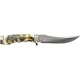 Uncle Henry 153UH Golden Spike Rat Tail Tang 9.25in S.S. Fixed Blade Knife with a 5in Blade and Staglon Handle for Outdoor Su