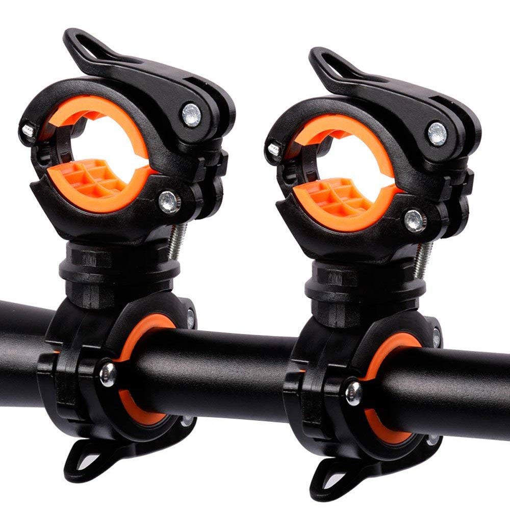 Bike Torch Clamp and Mount - Flashlight Bracket Pack of 2