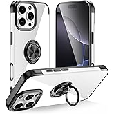 Tnarru Designed for iPhone 16 Pro Clear Case with Stand [Magnetic Ring Holder Kickstand] Soft TPU Bumper Non-Yellowing Anti-Scratch Lightweight Slim for iPhone 16 Pro Case Black